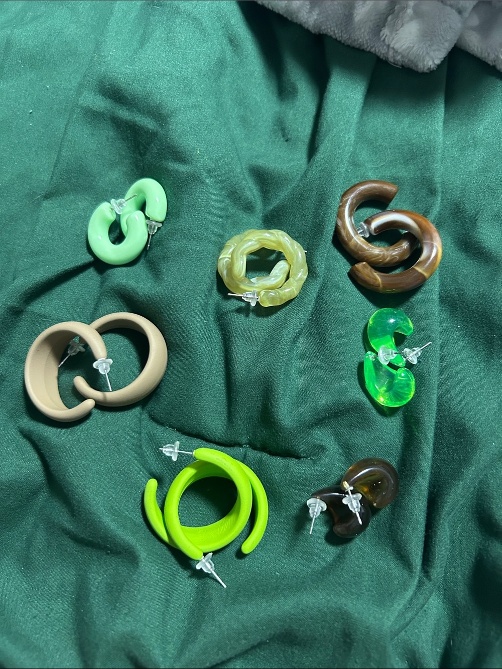 Assorted Women’s Hoop Earrings - Green, Lime, Beige, Brown